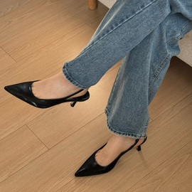 [GIRLS GOOB] Women's Comfortable High Heels, Dress Pointed Toe Stiletto, Pumps, Sandal, Synthetic Leather + Band - Made in KOREA